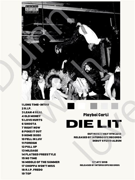 DIE LIT playboi Carti Album Cover Poster - Etsy Hong Kong