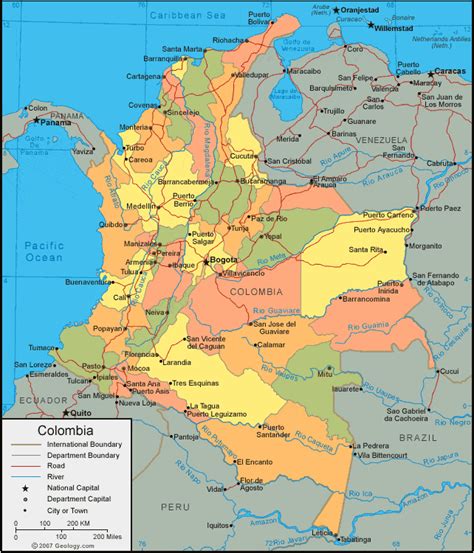 Colombia Map and Satellite Image