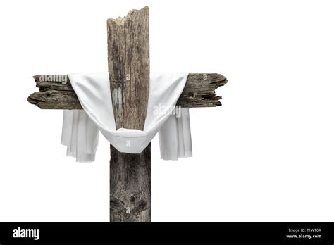 Easter cross isolated on white background. He is risen concept Stock ...