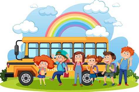 School bus with students cartoon 13908636 Vector Art at Vecteezy