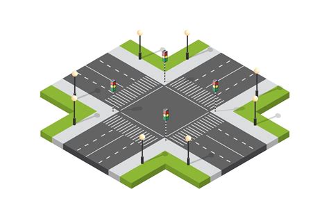 Vector highway intersection | Isometric, Illustration design, Vector