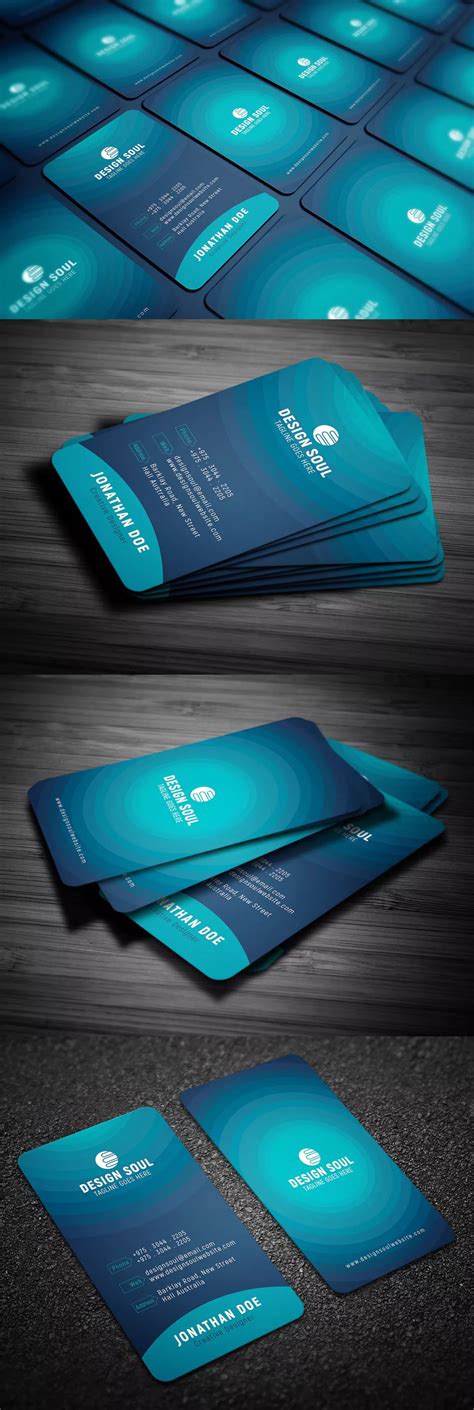 Blue Modern Business Card Template PSD #unlimiteddownloads | Modern ...