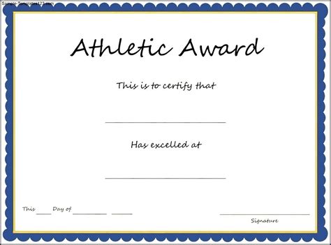 Sports - Athletic Award Certificate Template - Sample Templates ...