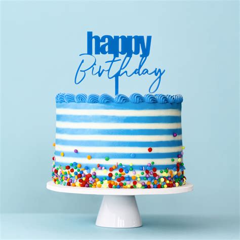 CURSIVE Happy Birthday Cake Topper - BLUE | Bake Group