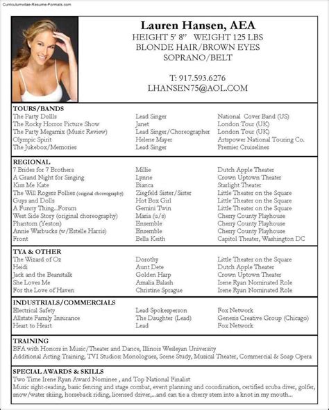 Free Actors Resume Template | Free Samples , Examples & Format Resume ...