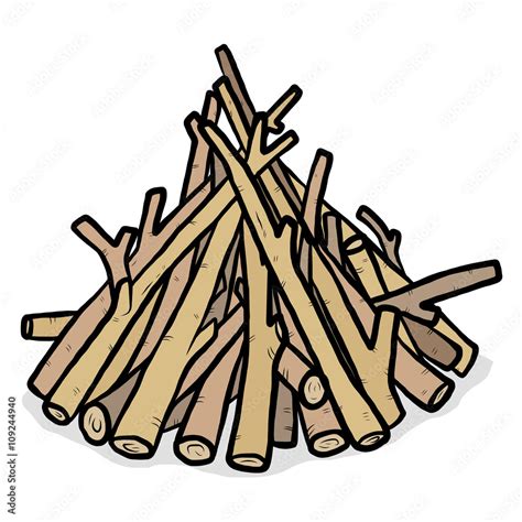 heap of firewood / cartoon vector and illustration, hand drawn style ...