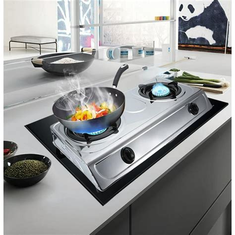 YLSHRF 1Pc Stainless Steel Double Burner Dual Gas Stove Home Kitchen ...