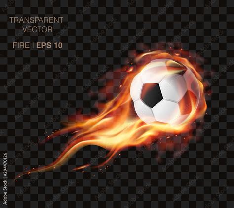 Realistic vector soccer ball on fire and logo for football club, badge ...