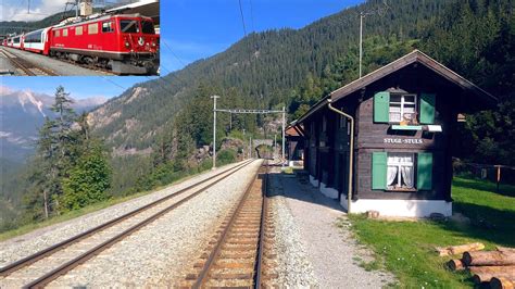 4K 🇨🇭 Samedan - St. Moritz - Chur, Glacier express cab ride in a Ge 4/4 ...