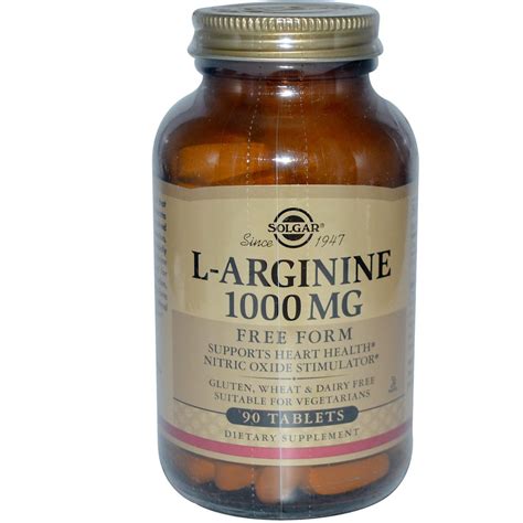 L-Arginine 1000mg 90 Tablets - Solgar - Online Supplement Store ...