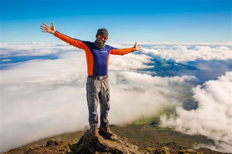 Portrait of guide on Mount Pico summit, Azores