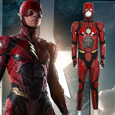 New Justice League Flash Cosplay Costume Red Leather Suit Jumpsuit ...