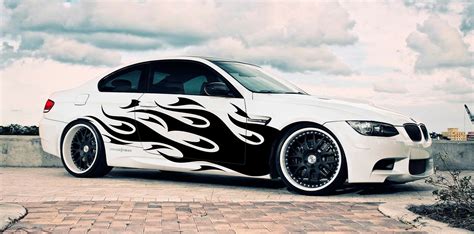 Vinyl Car Side Graphics Decal Flame Body Sticker 120"x30" glossy Black ...