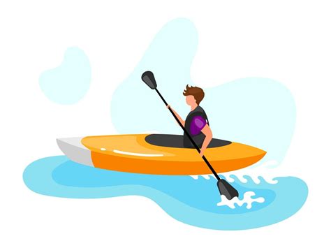 Kayaking flat vector illustration. Extreme sports experience. Active ...