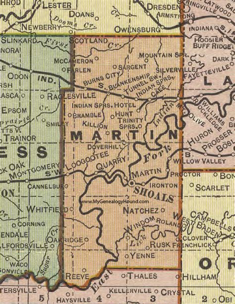 Martin County, Indiana, 1908 Map, Shoals, Loogootee