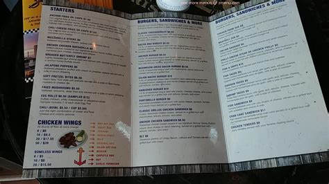 Menu at The Anchor Bar, Tampa