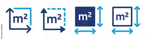 m2 unit icon vector set. Square meter symbol for measuring size area or ...