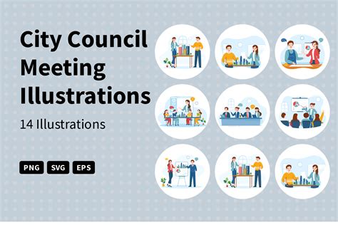 City Council Meeting Illustration Pack - 14 Business Illustrations ...