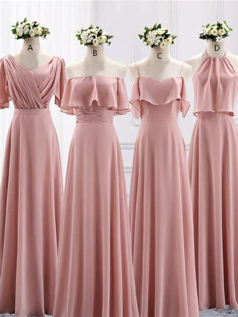 Elegant Blush Pink Mismatched Bridesmaids Dress in 2021 | Blush pink ...