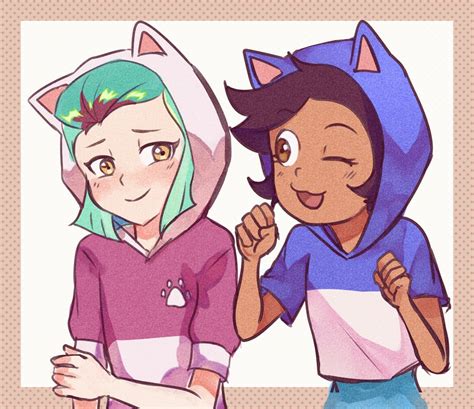 Luz and Amity in Cat Hoodies (by Eliln) : TheOwlHouse