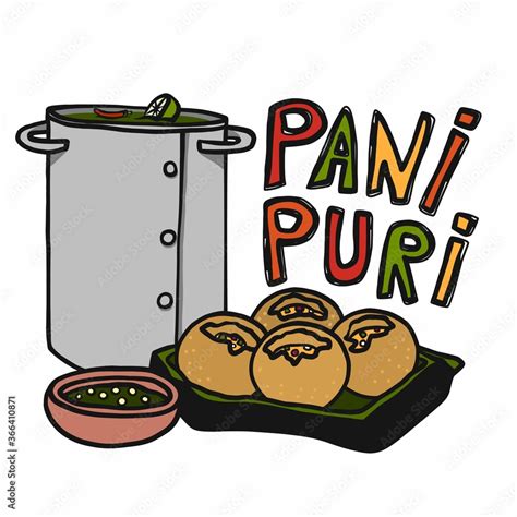 Pani Puri (indian food) cartoon vector illustration Stock Vector ...