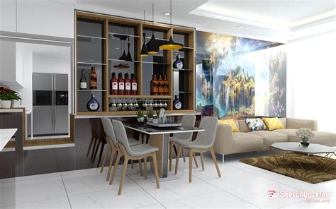 this is an image of a living room and dining area in a modern style home