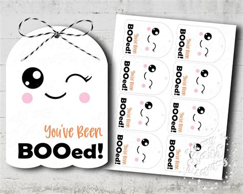 PRINTABLE You've Been Booed Happy Halloween Cute Ghost Gift Tag Instant ...