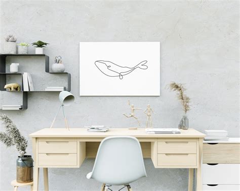 Whale Line Art, Whale Wall Art, Whale Wall Decor, Minimalist Whale Home ...