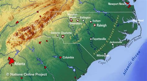 Map of the State of North Carolina, USA - Nations Online Project