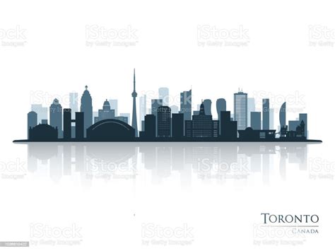 Toronto Blue Skyline Silhouette With Reflection Vector Illustration ...