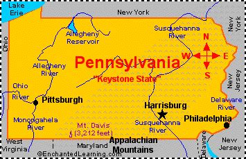 Pennsylvania: Facts, Map and State Symbols - EnchantedLearning.com