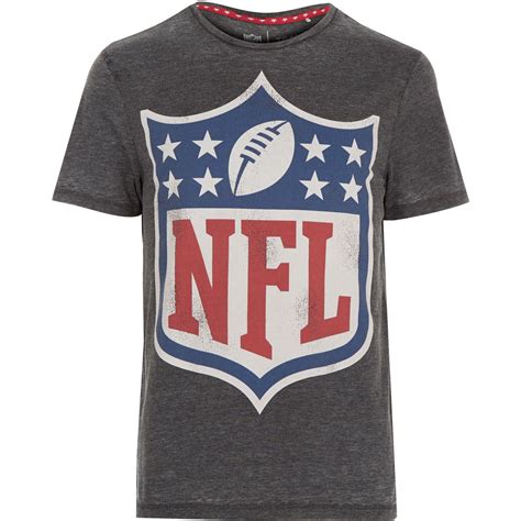 River island Grey Nfl Logo Print T-shirt in Gray for Men (grey)