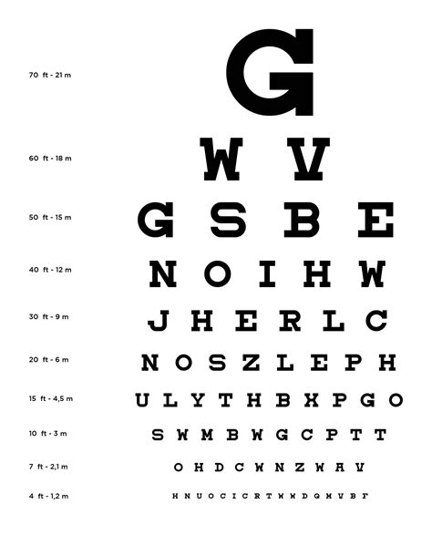 10 Best Snellen Eye Chart Printable | Eye chart, Eye exam chart, Eye ...