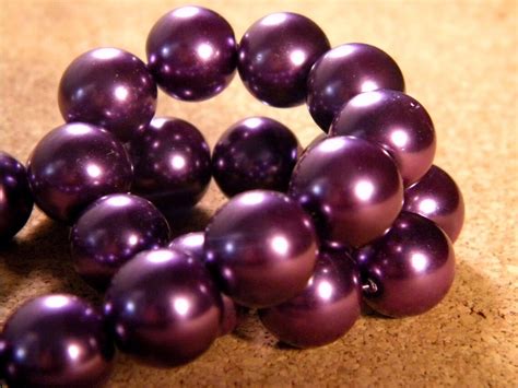 20 Glass Pearl Iridescent 12 Mm Purple PE195 9 Beads | Etsy