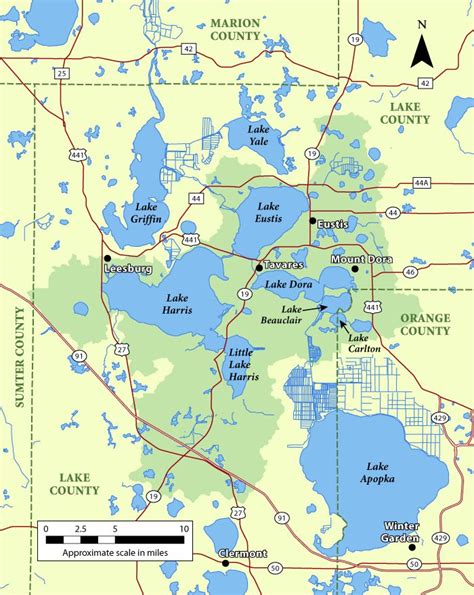 Map of the Harris Chain of Lakes | Lake, Lake county, Lake boat