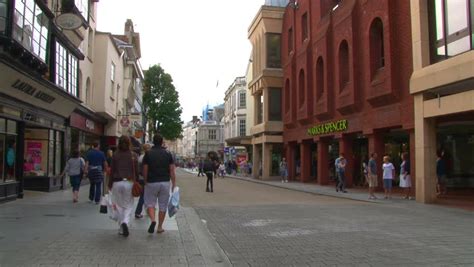 EXETER, UK - SEPTEMBER 2012: Exeter City Centre On A Busy Shopping Day ...