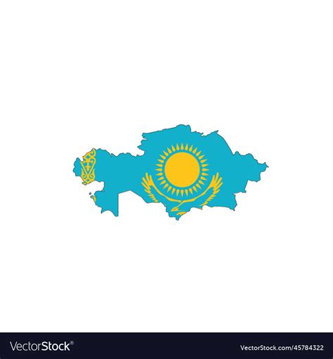 Kazakhstan national flag in a shape of country map