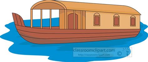 Boats and Ships Clipart- houseboat-in-water-clipart-782 - Classroom Clipart