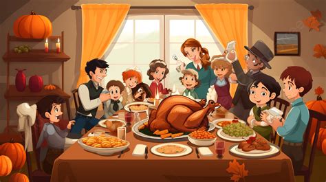 Cartoon Thanksgiving Dinner Family Background, Thanksgiving Picture ...