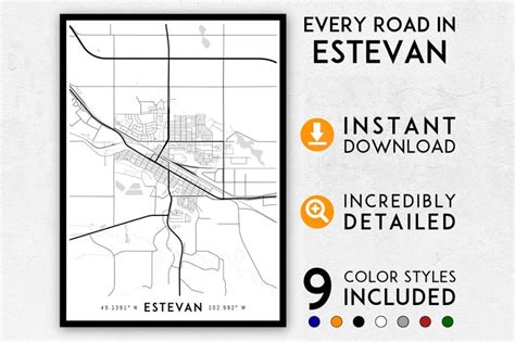 Estevan Map Print Estevan Print Estevan City Map Estevan | Etsy