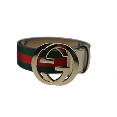 Gucci Belt Red Green Stripe Ivory GS Belt Size 90 Authentic Pre Owned ...