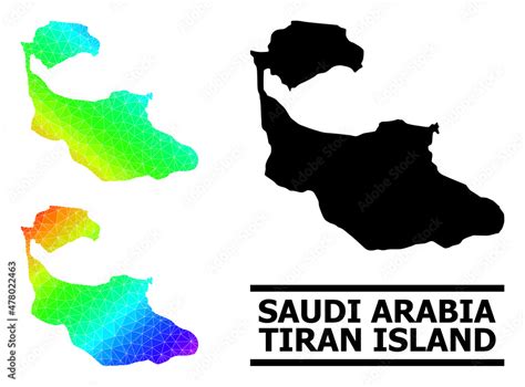 Vector lowpoly spectral colored map of Tiran Island with diagonal ...