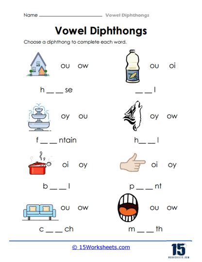 Vowel Diphthongs Worksheets - 15 Worksheets.com