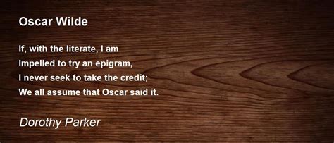 Oscar Wilde - Oscar Wilde Poem by Dorothy Parker