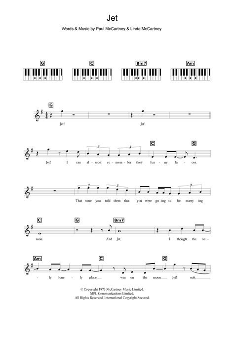 Jet by Wings Sheet Music for Piano Chords/Lyrics at Sheet Music Direct