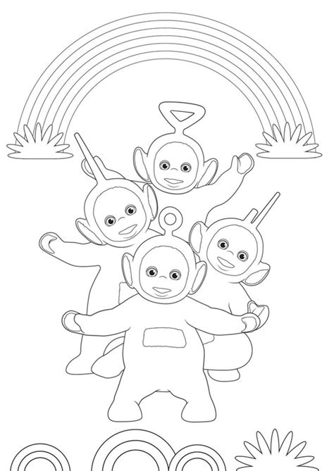 🖍️ Rainbow with Teletubbies - Printable Coloring Page for Free - Pupla.com