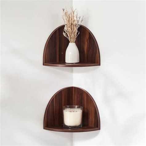 Buy Brice Set of 2 Corner Wall Shelves - Brown from Home Centre at just ...