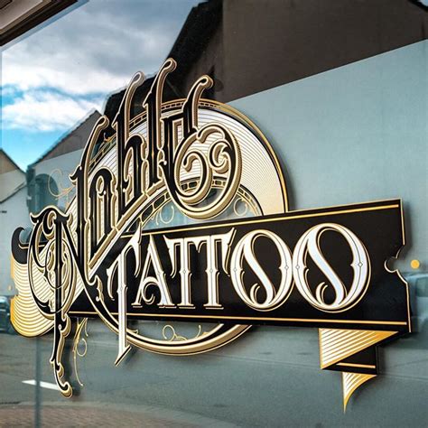 «Noble Tattoo window signage» | Tattoo studio, Tattoo lettering fonts ...