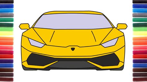 How to draw a car Lamborghini Huracan Front View step by step - YouTube