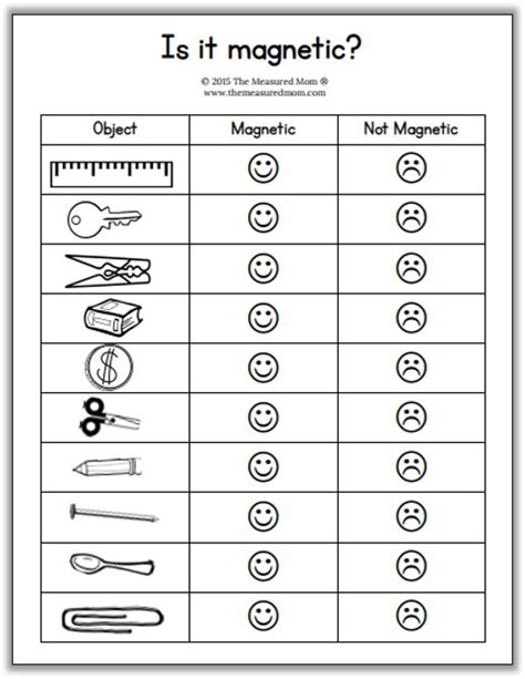 Magnet Worksheet for Kids